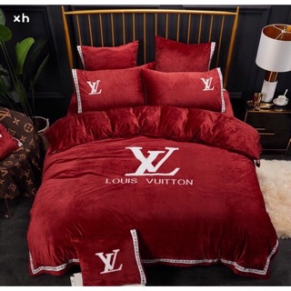 Set chăn ga gối đệm nỉ nhung thêu thương hiệu cao cấp