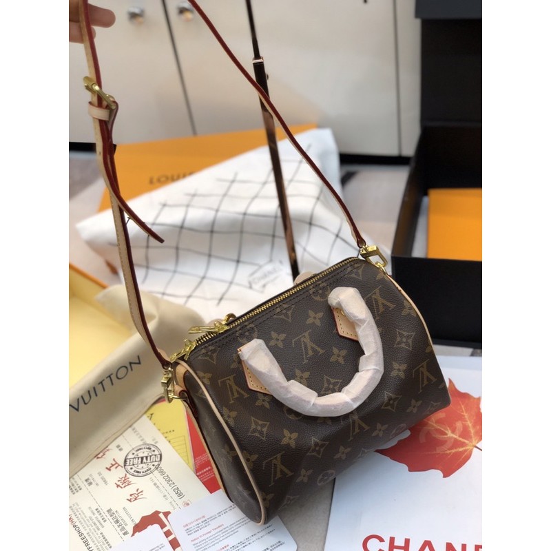 Túi trống super mini hoa nâu size 20cm