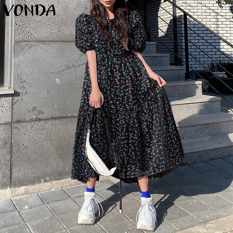 Đầm Vonda Tay Ngắn Hoạ Tiết Hoa Thiết Kế Dáng Rộng Thoải Mái | BigBuy360 - bigbuy360.vn