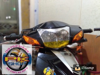 Decal vàng dán biển số và pha đèn