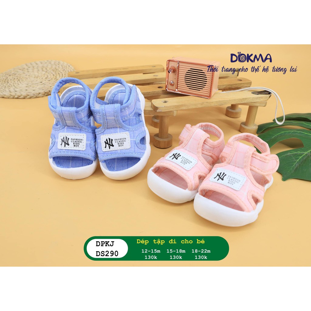 (lòng dép 13,5cm) Giày dép tập đi Dokma - quai cotton mềm mại, đế cao su non dẻo dai (DS290)