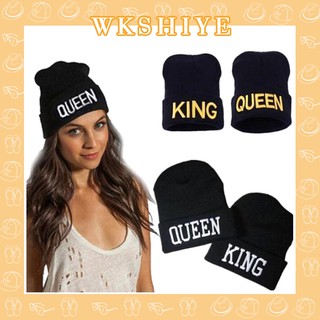 Giữ ấm Beanies KING QUEEN Chữ thêu Mũ ấm Mũ đan Mũ Hip Hop Mũ cặp đôi