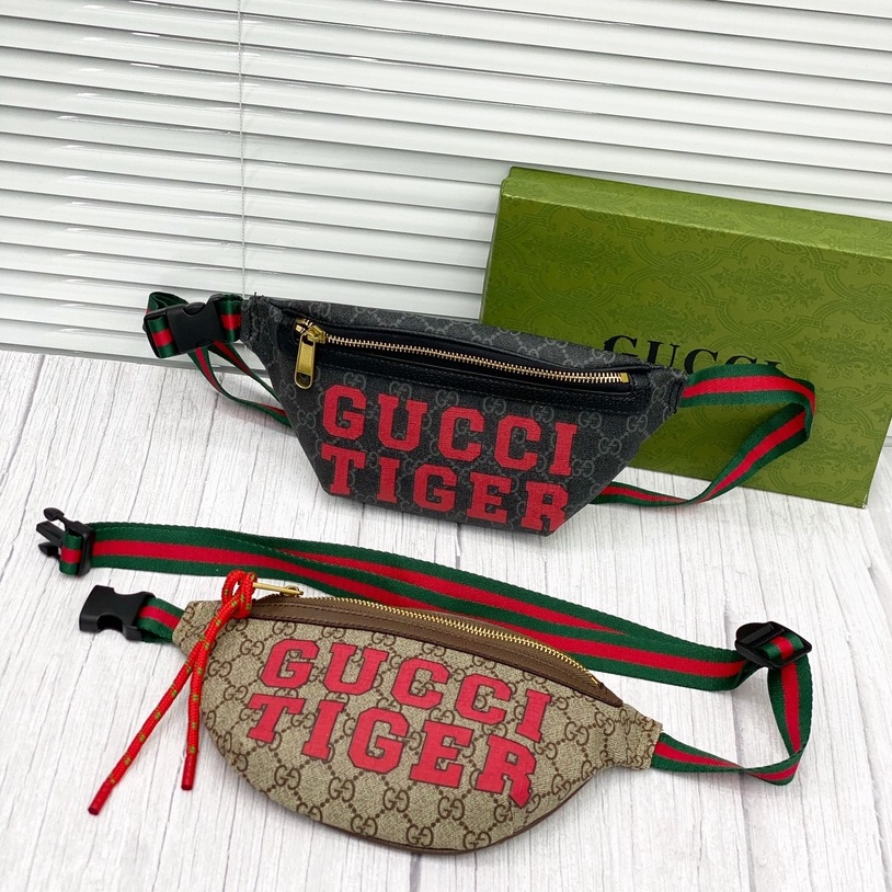Túi đeo chéo, Túi đeo bụng mini bag Gucci Tiger vân monogram LA fullbox