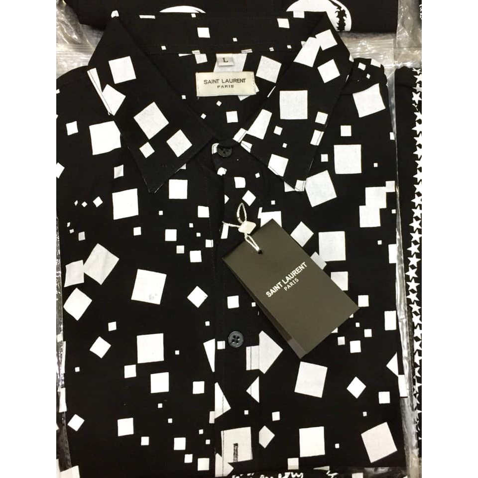 SLP SHIRT - Áo sơ mi Saint Laurent Square Print Silk