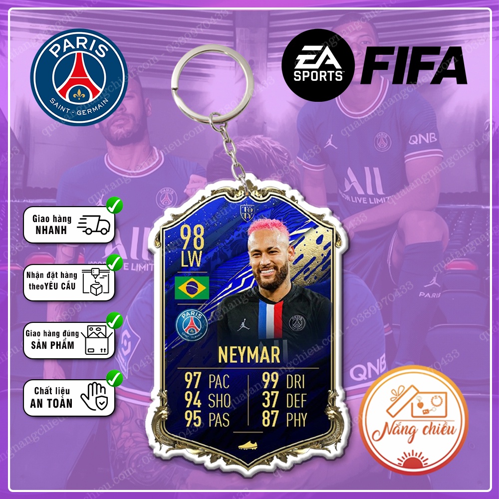 Móc khóa Neymar, thẻ cầu thủ bóng đá ☘️Quà Tặng Nắng Chiều☘️