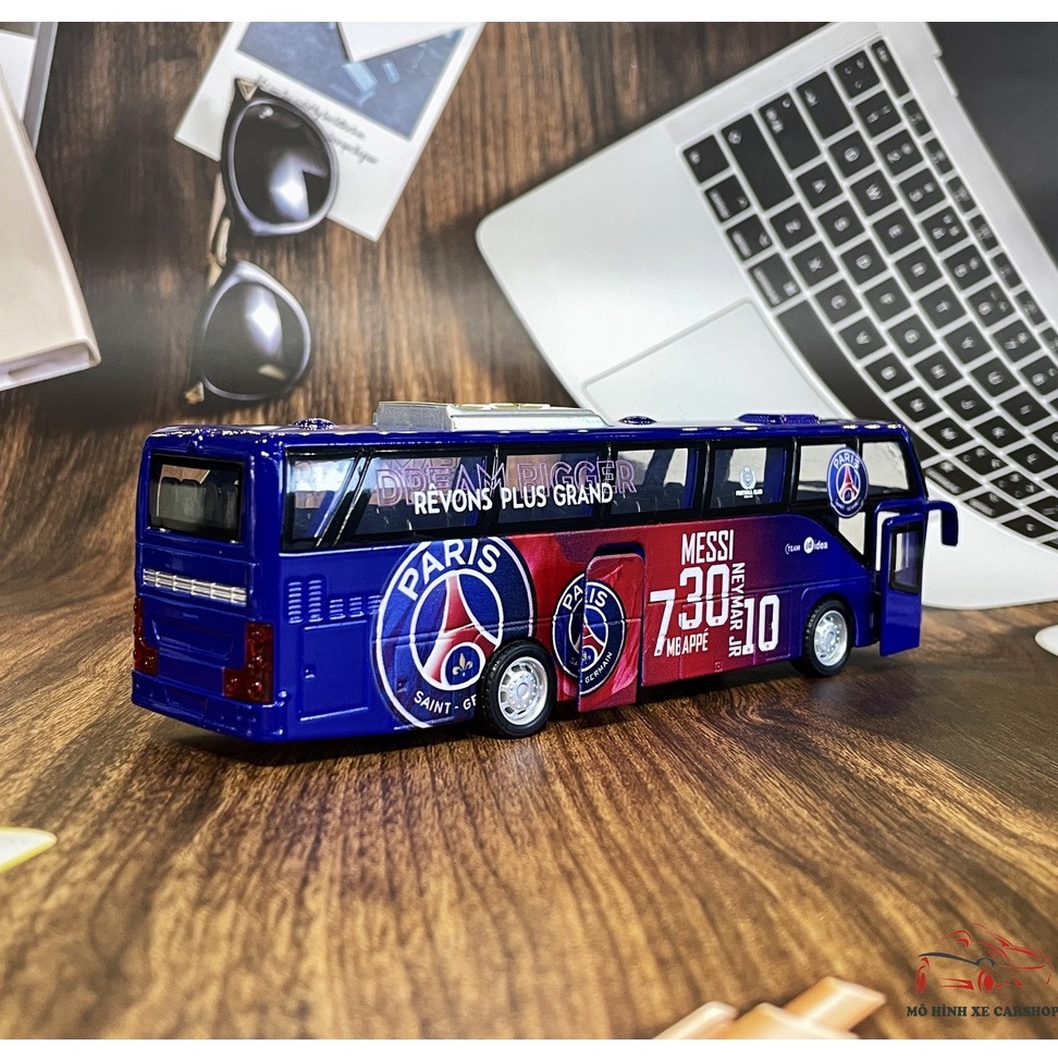 Mô hình xe Bus CLB Paris-Saint Germain bằng sắt tỉ lệ 1:32 màu xanh