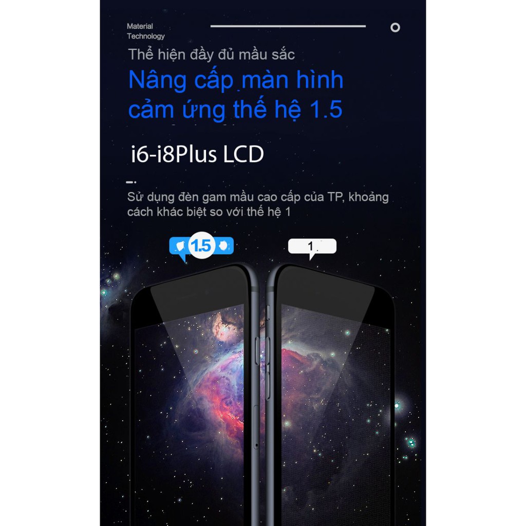 Màn hình Pisen V 1.5 cho Ip 6/ 6s/ 6plus/ 6splus / 7/ 7plus/ 8/ 8plus (Version 1.5) - Hàng chính hãng