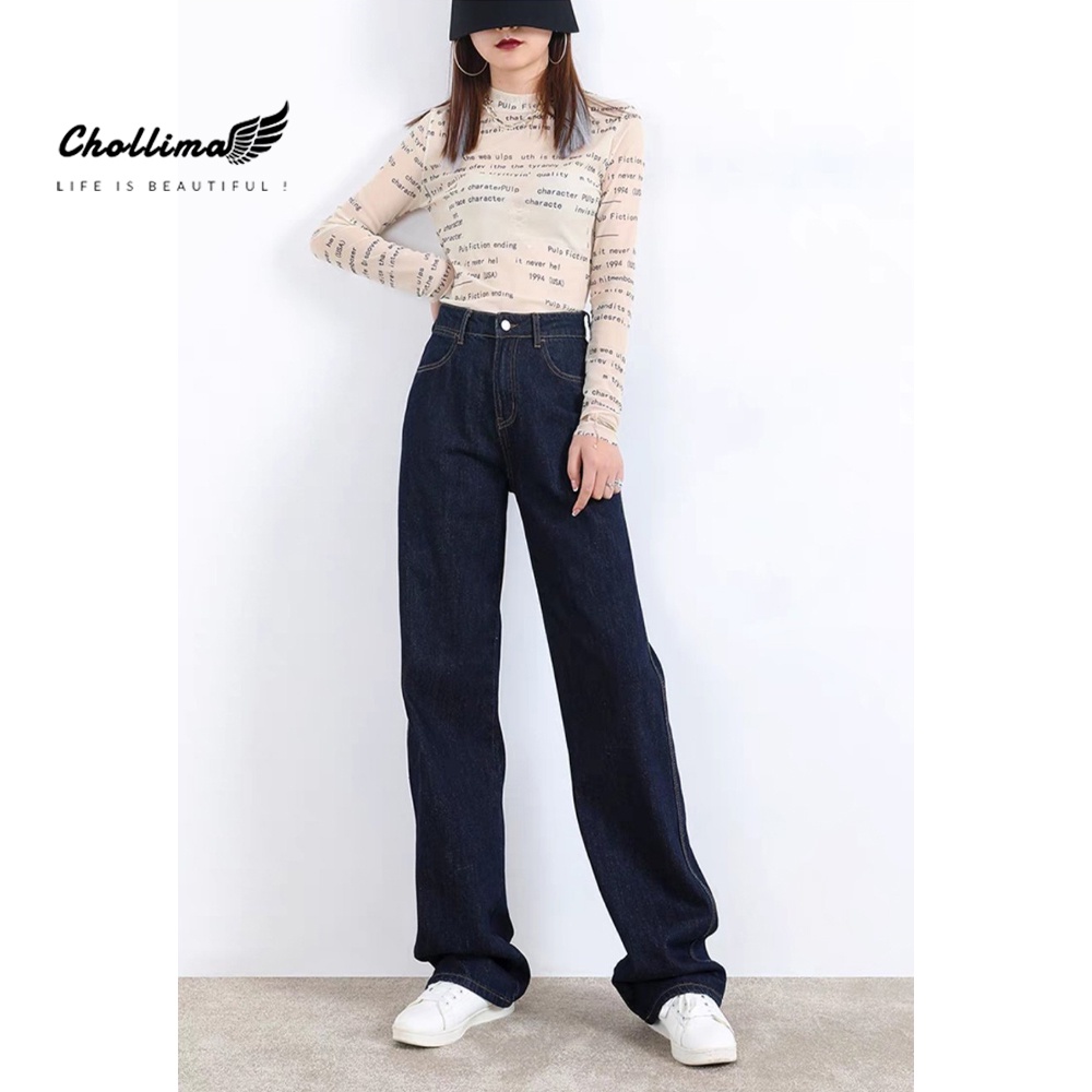 Quần jeans nữ Chollima ống rộng SIMPLE JEAN Unisex vải jean cao cấp chất đẹp QD049