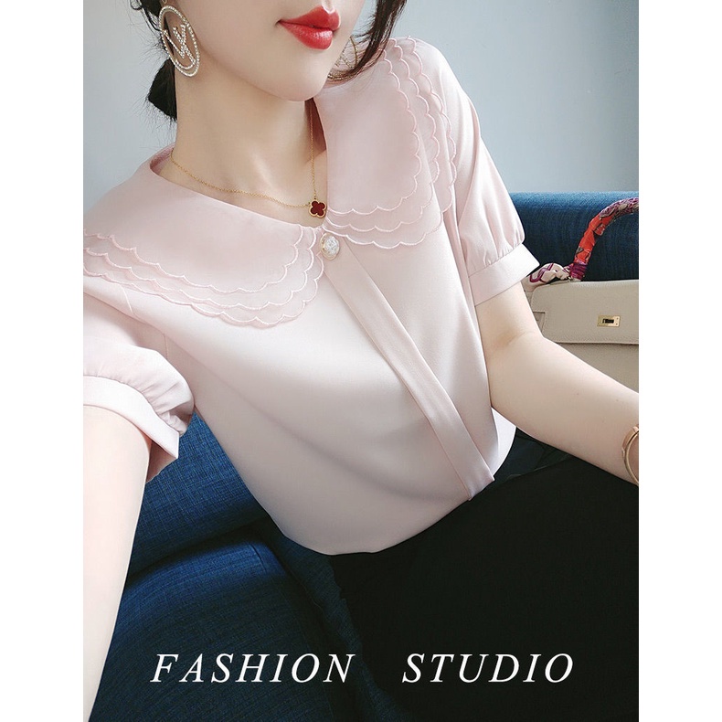 Áo Sơ Mi Voan Tay Ngắn Cổ Chữ V Thời Trang Cho Nữ