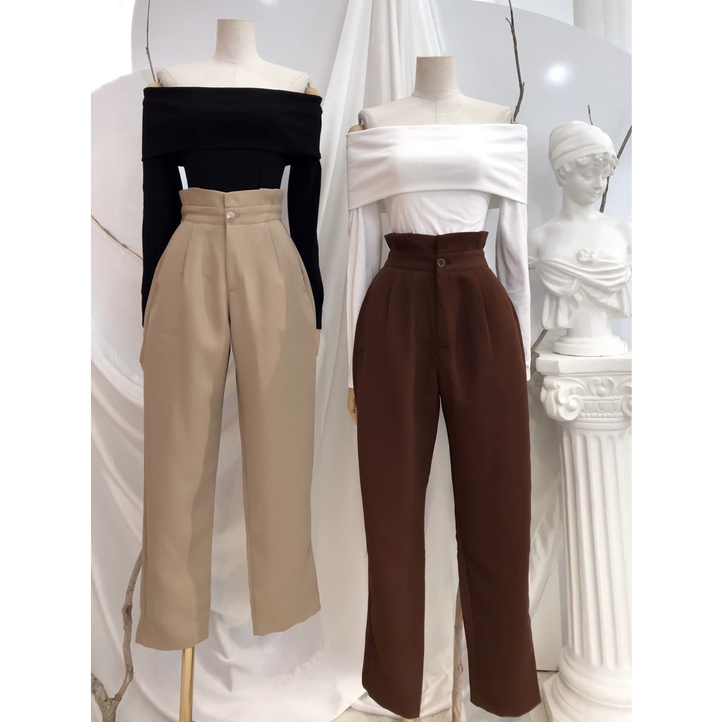 [Ảnh thật] Áo thun trễ vai tay dài chất borip xịn siêu co dãn