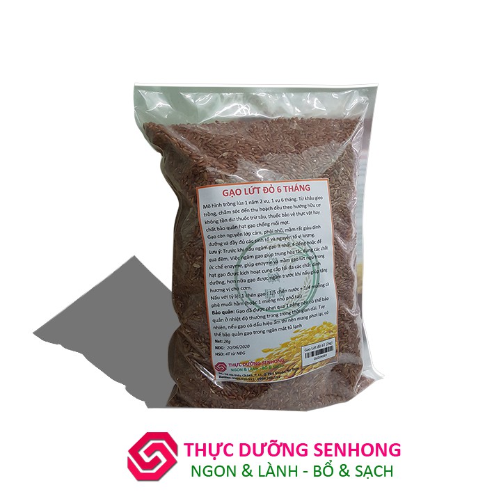 Gạo lứt Đỏ Hữu Cơ (túi 2Kg) - Gạo sạch Vuông Tôm 6 Tháng 1 vụ