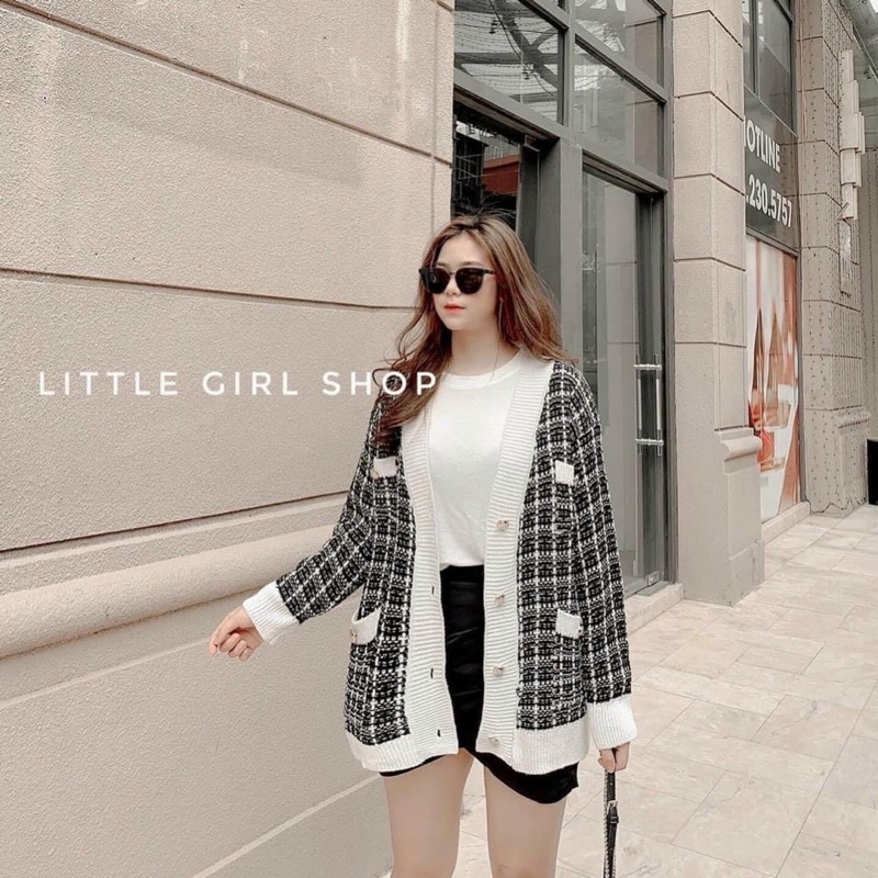 [HÀNG SẴN]ÁO Khoác CADIGAN kẻ ô dáng dài style Hàn Quốc