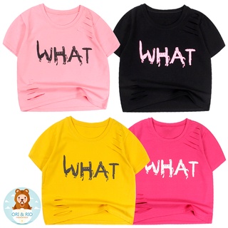 Áo thun bé gái size Đại croptop thời trang in chữ What 3 đến 8 tuổi từ 14 kg đến 24 kg 06658-06665
