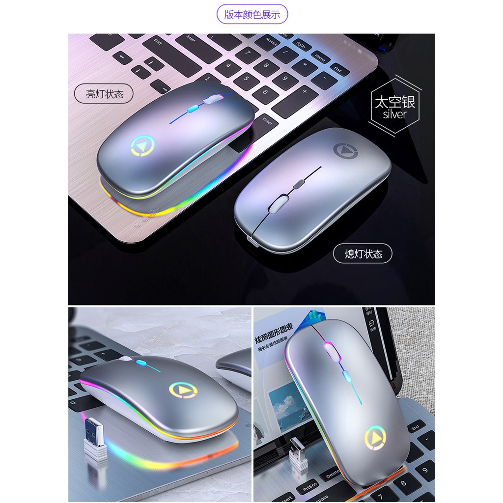 Chuột không dây 2.4G Wireless R8 Pin sạc LED viền đa sắc màu, Dòng sản phẩm cao cấp được BH 6 THÁNG