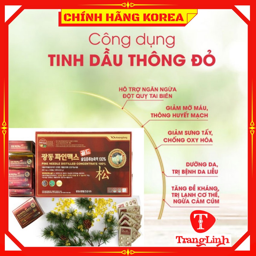 Tinh dầu thông đỏ Kwangdong hàn quốc, hộp 120 viên - Giảm mỡ máu, phòng ung thư, tranglinhkorea