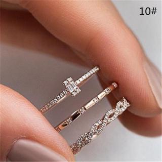 READY STOCK 3PCS/Set Fashion Diamond Crystal Ring Metal Women Wedding Bride Jewelry