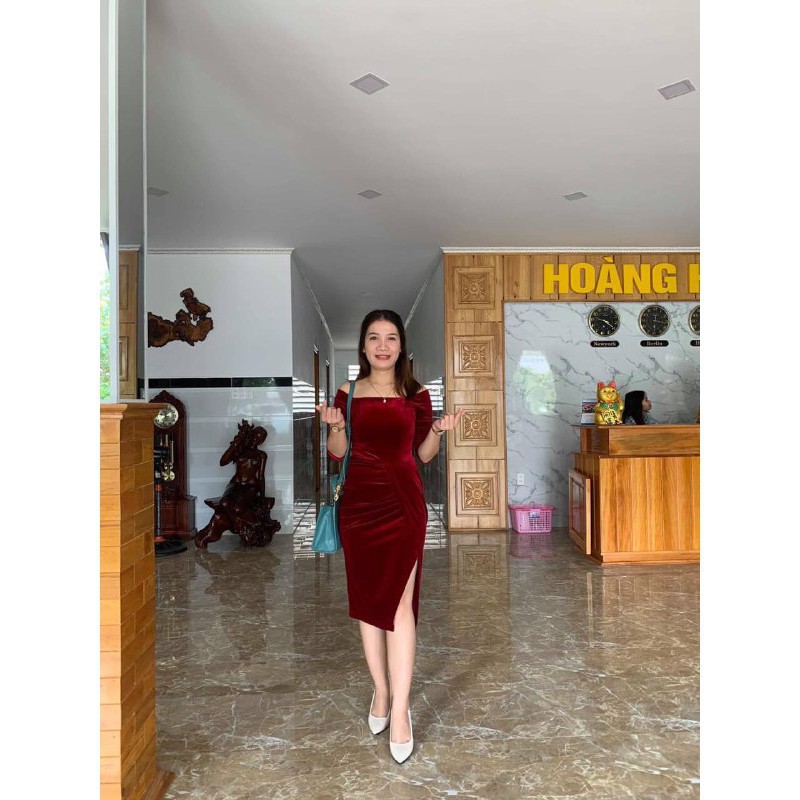 [ xả kho ] MiD Đầm đỏ nhung body V1207 Mie Design kèm ảnh thật
