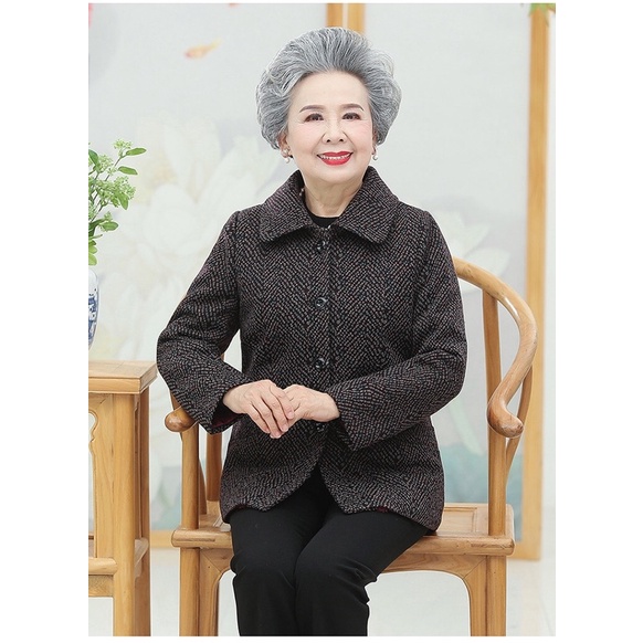 Áo khoác dạ lót lông cho người trung niên và cao tuổi