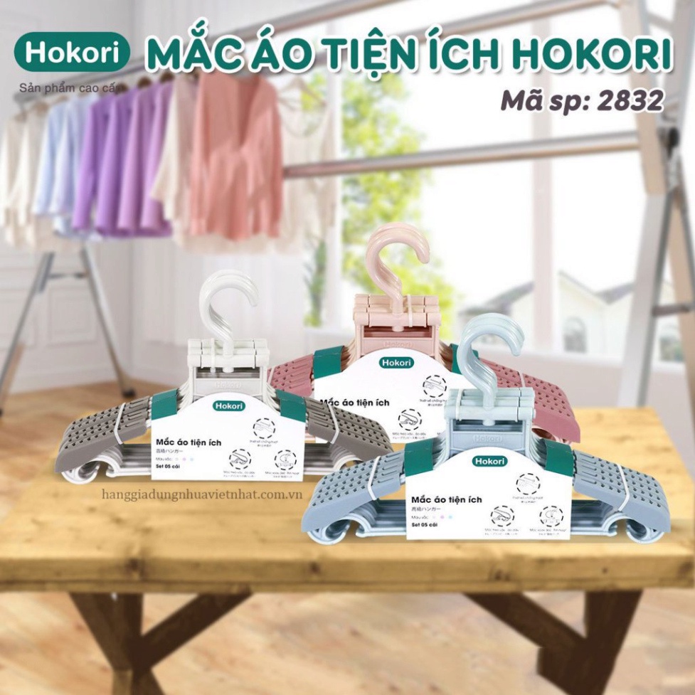 set 10 móc quần áo người lớn hokori, móc treo quần áo nhựa Việt Nhật ms.2832