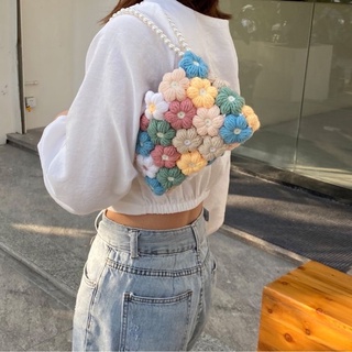( Sẵn ) Túi len ghép hoa / Túi len handmade