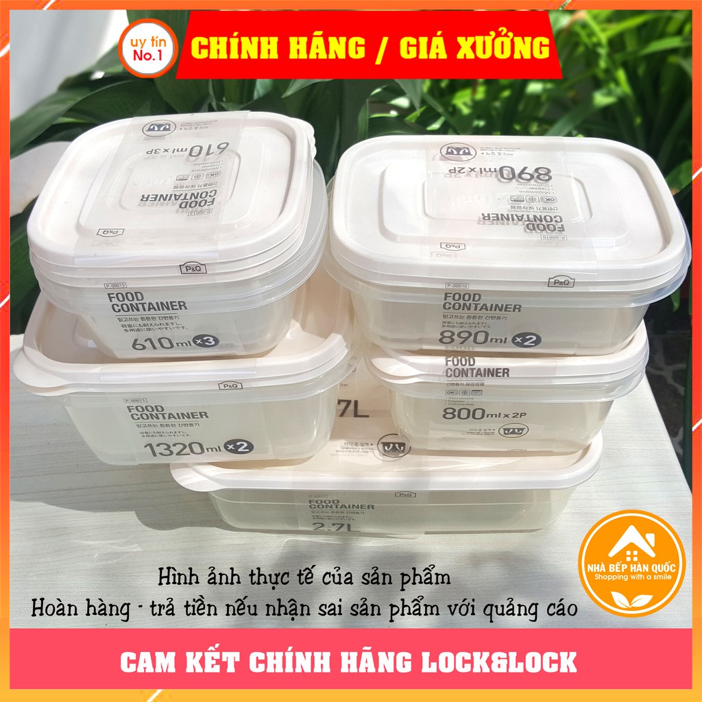 Bộ hộp nhựa đựng thực phẩm, hộp bảo quản thực phẩm bảo quản Lock and Lock 520ml, 610ml, 1320ml, 2700ml