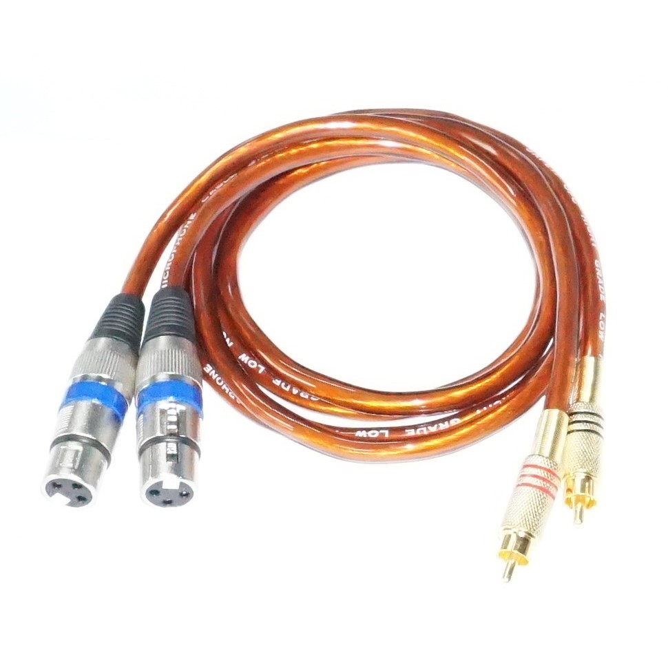 cặp dây jack canon cái ra av , vang xuống âm ly (RCA ) dài 1m màu vàng mật ong