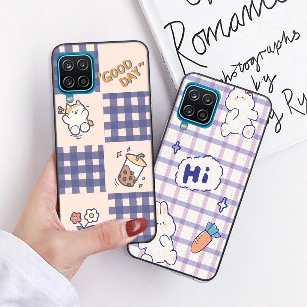 Ốp lưng Samsung A12 - vỏ lưng SS galaxy in hình bé mèo good days và bé thỏ cà rốt đẹp , dễ thương