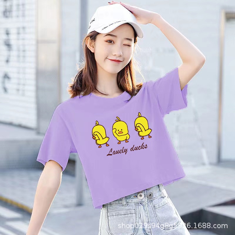 Áo Thun Crotop Form Rộng Tay Ngắn In Lauely Duck Ulzzang Style Hàn Quốc TTT0111