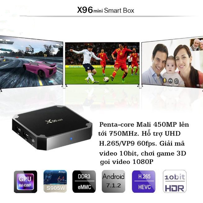 TV Box Smart X96 mini /2gb+16gb /1+8gb Logic S905W Quad Core 2.4ghz Wifi Android 9.0 và Phụ kiện / HD Media Player
