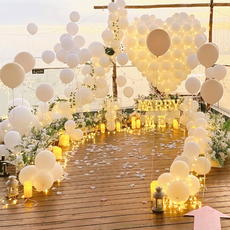 Set 100 Bong Bóng 5 Inch 30 Inch Hình Trái Tim Xinh Xắn Trang Trí Tiệc