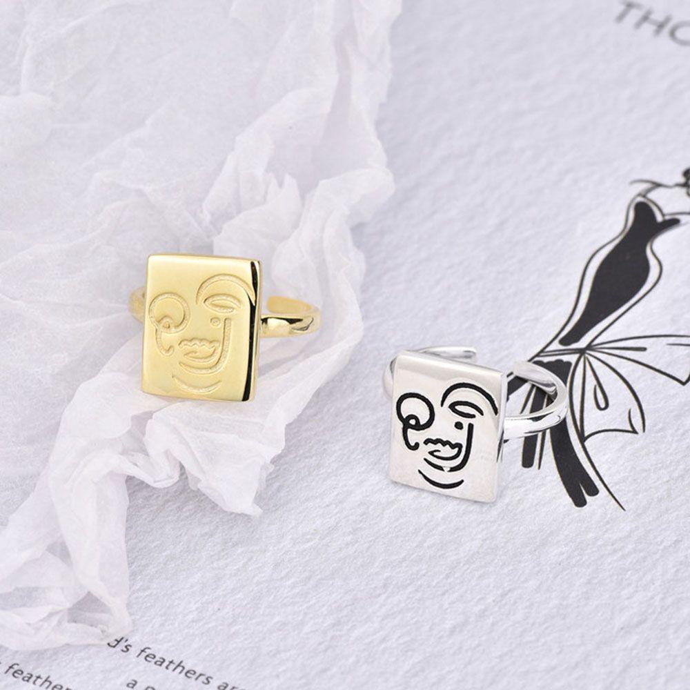 Nhẫn Hình Mặt Cười May Mắn Có Thể Điều Chỉnh Kích Cỡ Thời Trang Dành Cho Nữ