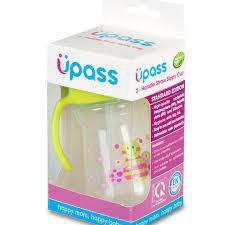 Bình tập uống Upass tay cầm ống hút mềm chống sặc 150ml cho trẻ từ 6 tháng tuổi