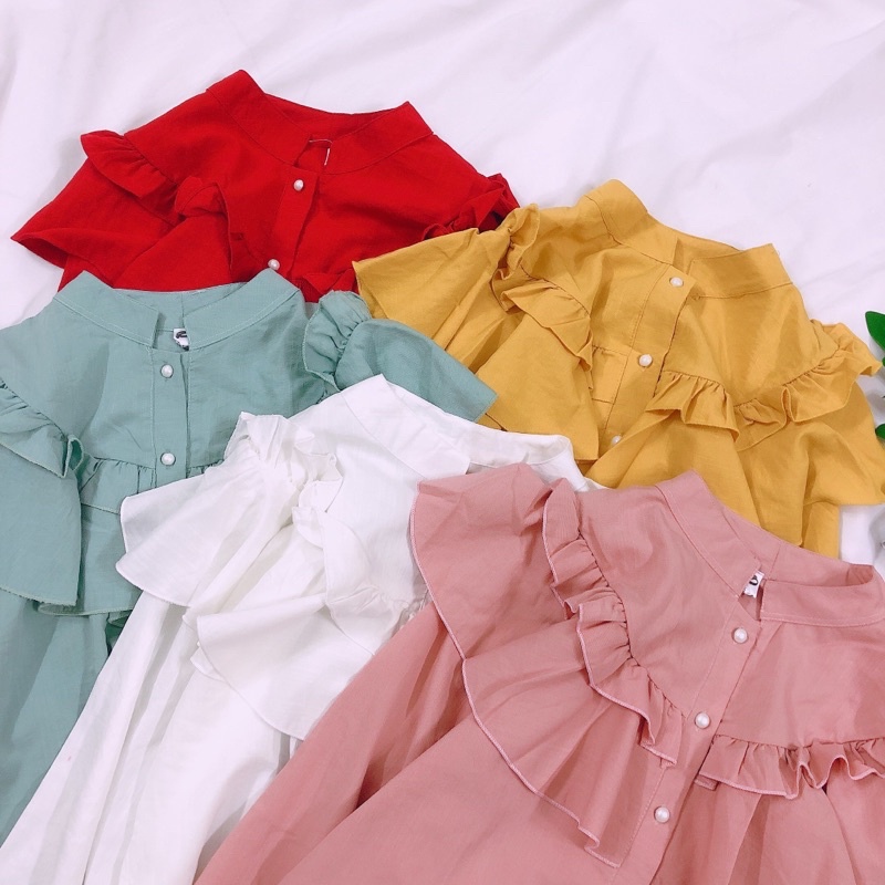 Áo Nữ Cổ Trụ Bèo Tay Phồng Chất Mát  - Jancaroshop