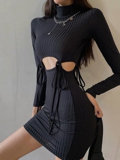 [Sẵn đen] Set len cá tính - Set len cột dây
