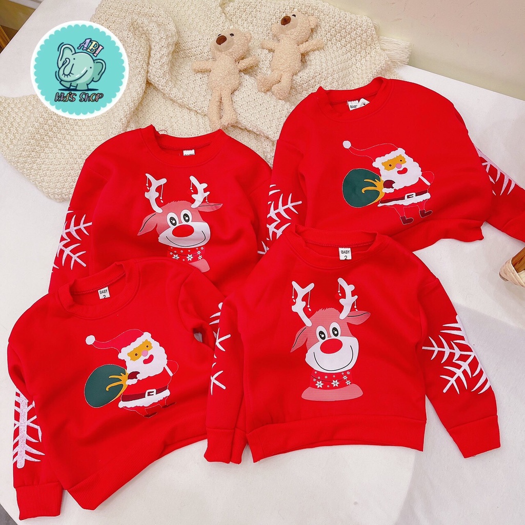 🍒🎄 ÁO NOEL NỈ BÔNG RỰC RỠ IN HÌNH DỄ THƯƠNG CHO BÉ TRAI BÉ GÁI 8-20kg 🎄🍒