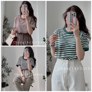 áo phông thun kẻ ngang hàn quốc ngang dáng vừa chất cotton mềm mại sẵn