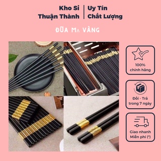 Đũa mạ Vàng sang chảnh - Set 10 đôi đũa nhựa công nghệ bền đẹp