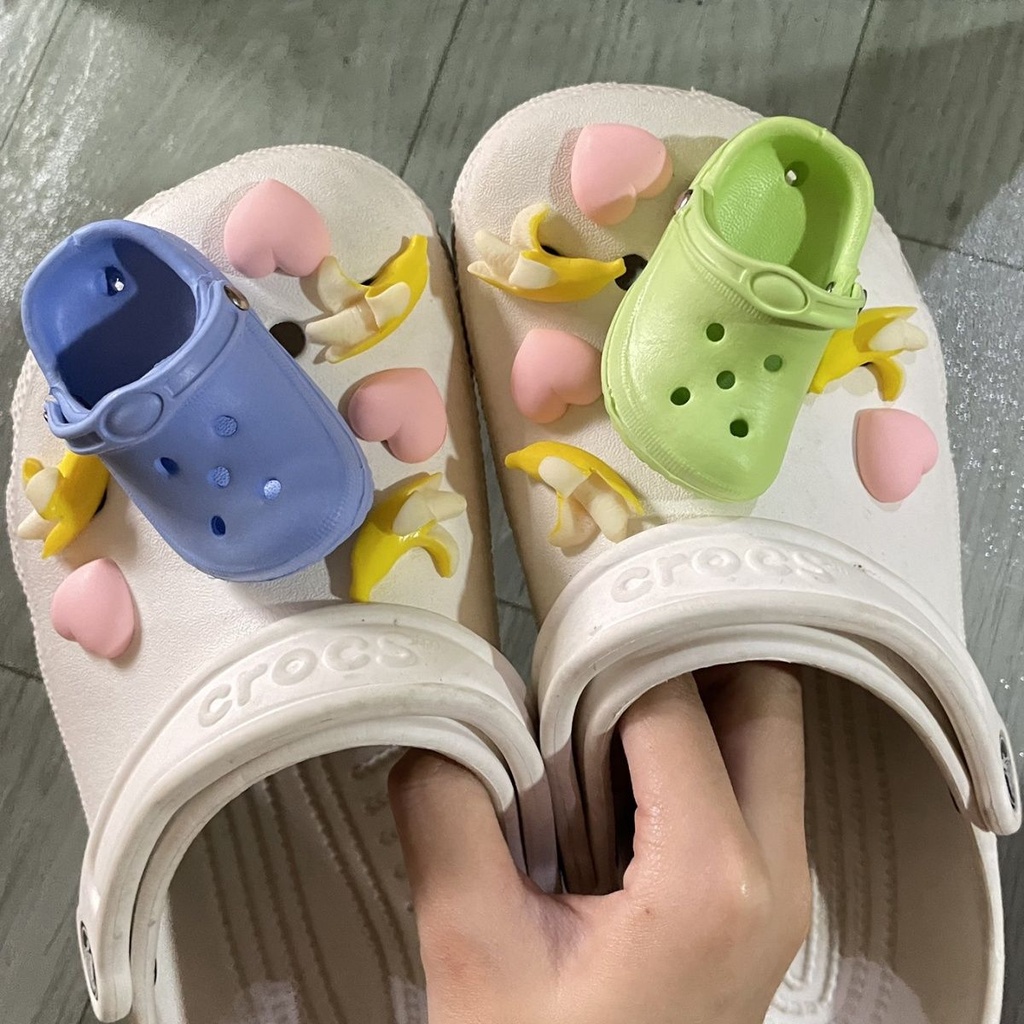 CROCS Khóa Cài Hình Đôi Giày Mini 3D Dễ Thương DIY