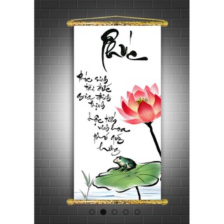 Tranh Liễn  -Tranh  Thư Pháp  – Vải canvas cao cấp nẹp sáo gỗ tự nhiên nhiều mẫu thiết kế-  GIÁ XƯỞNG