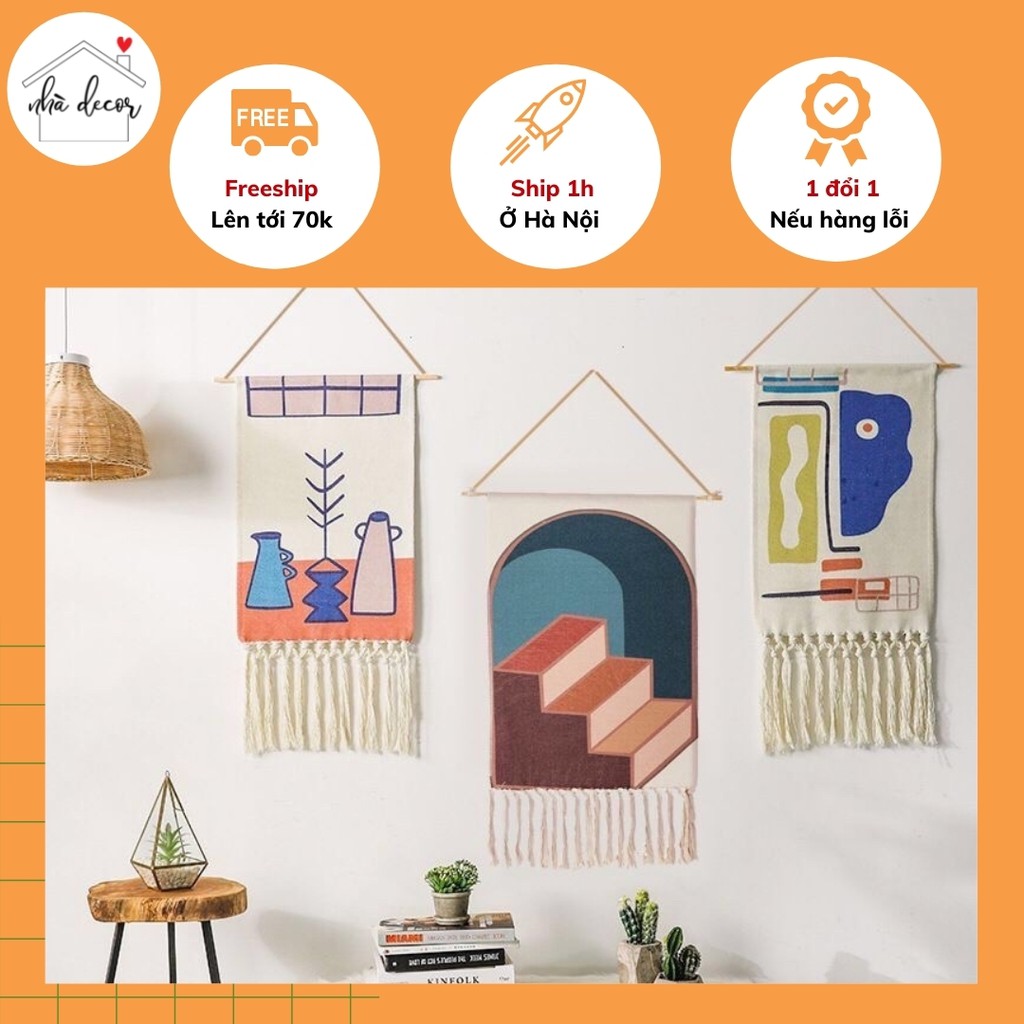 Thảm treo tường thảm scandinavian phong cách vintage ship 1h nhiều mẫu để lựa chọn