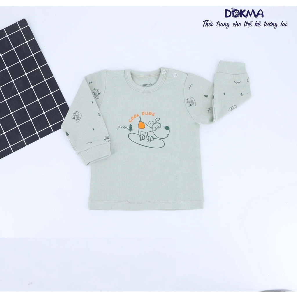 XẢ KHO - Áo dài tay chất cotton len Dokma cho bé 9 tháng - 3 tuổi