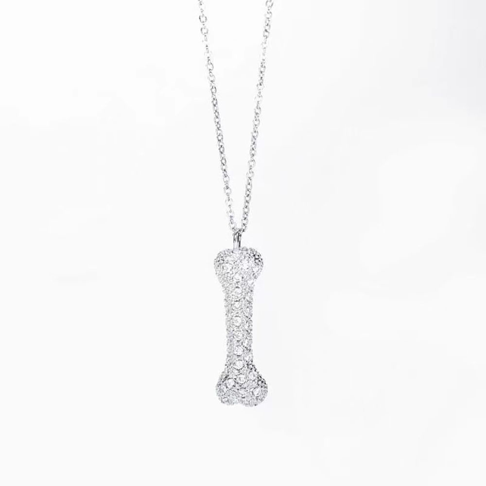 Vòng cổ Sợi Xích Phối Mặt Hình Xương Bằng Đồng Đính Đá Nhiều Màu Phong Cách Hàn Quốc Thời Trang Cho Nữ