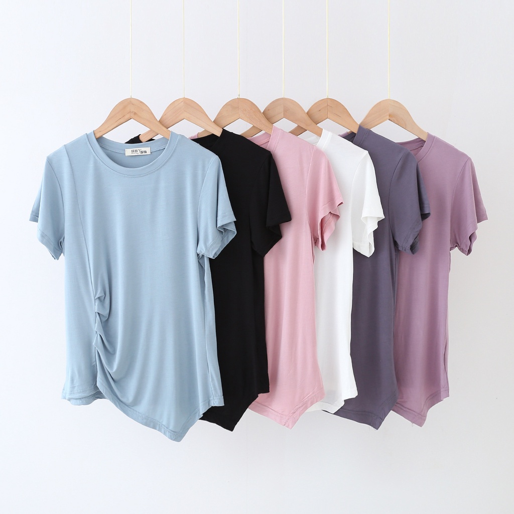 Áo Thun Tay Ngắn Cổ Tròn Dáng Rộng Bằng Vải cotton Dành Cho Nữ