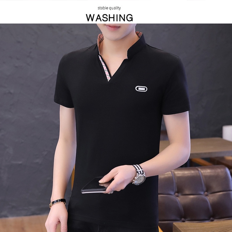 Áo polo AOKANG ngắn tay cổ đứng phong cách Hàn Quốc cho nam