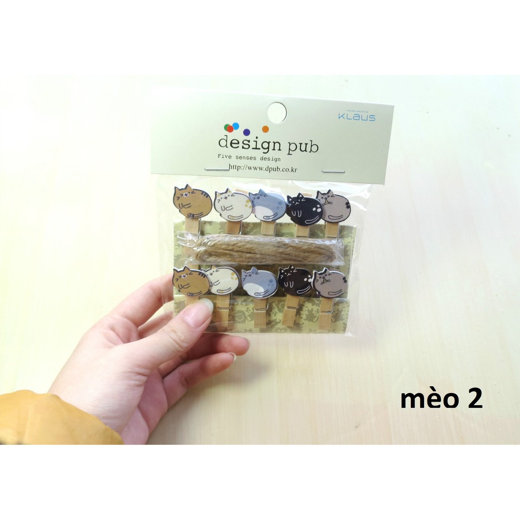 Kẹp gỗ treo ảnh hình Mèo