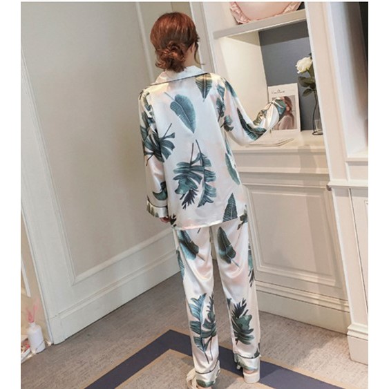 Bộ Đồ Ngủ Pijama Dài Tay Vải Phi Bóng Size M-5Xl