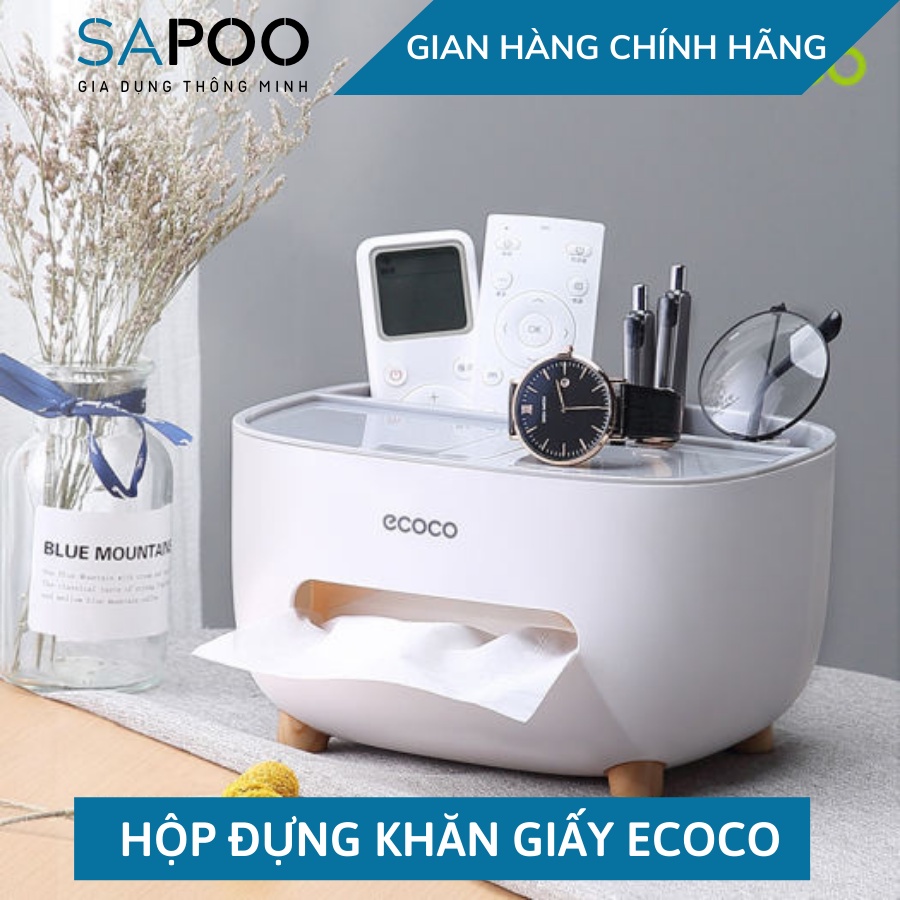 Hộp đựng khăn giấy để bàn đa năng Ecoco - Gia Dụng SAPOO