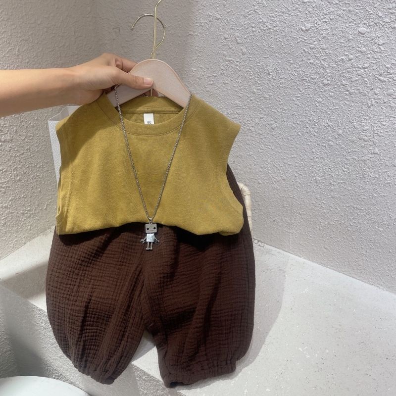 Bộ Quần Áo Ba Lỗ Thời Trang Hè Năng Động Cho Bé Trai