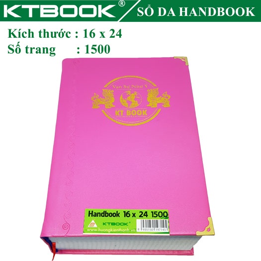 SỔ GHI CHÉP BÌA DA HANDBOOK CAO CẤP KTBOOK 1500 trang size 16 x 24 cm ruột giấy in caro