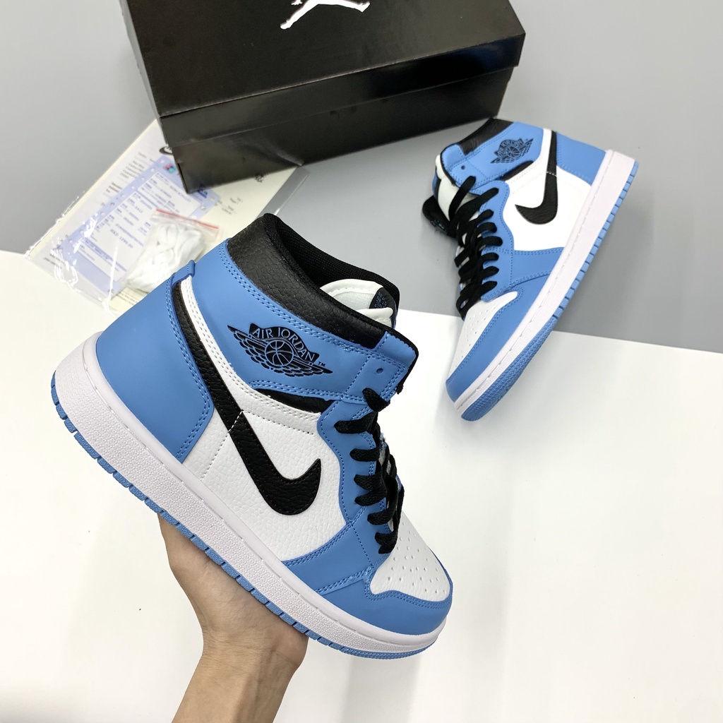 Giày Jordan Xanh Dương Cổ Cao Nam Nữ, Giày Sneaker JD1 Xanh Dương Cổ Cao Thời Trang Cao Cấp Hottrend 2022